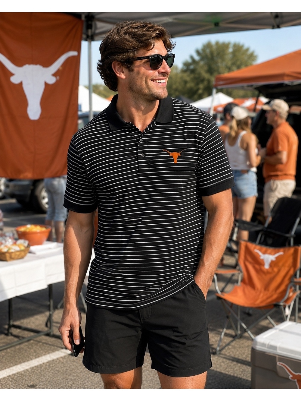 Vintage 90s Crable Sportswear Texas Longhorns Striped Polo UT Size XL